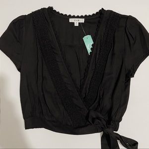 NWT E&M Black Blouse With Tie